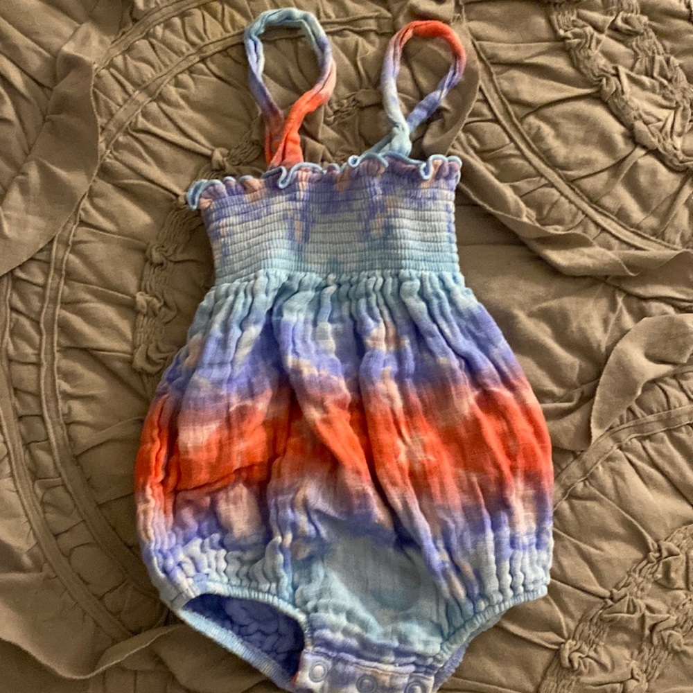Angel Dear blue and red Tie Dye sunsuit. Worn once!